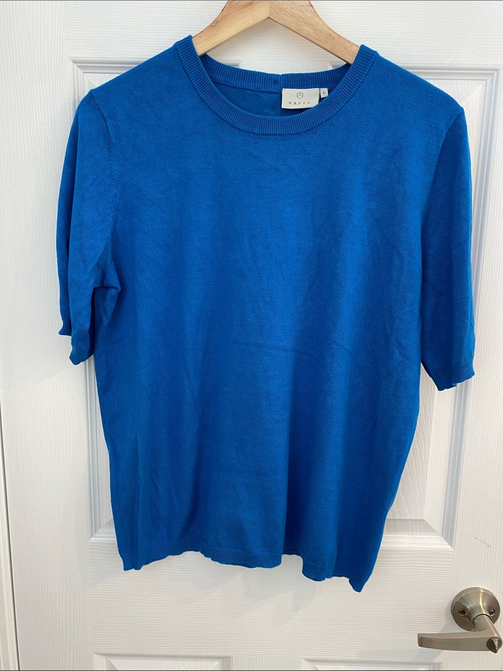 KAFFE Electric Blue Short Sleeve Sweater Size Large